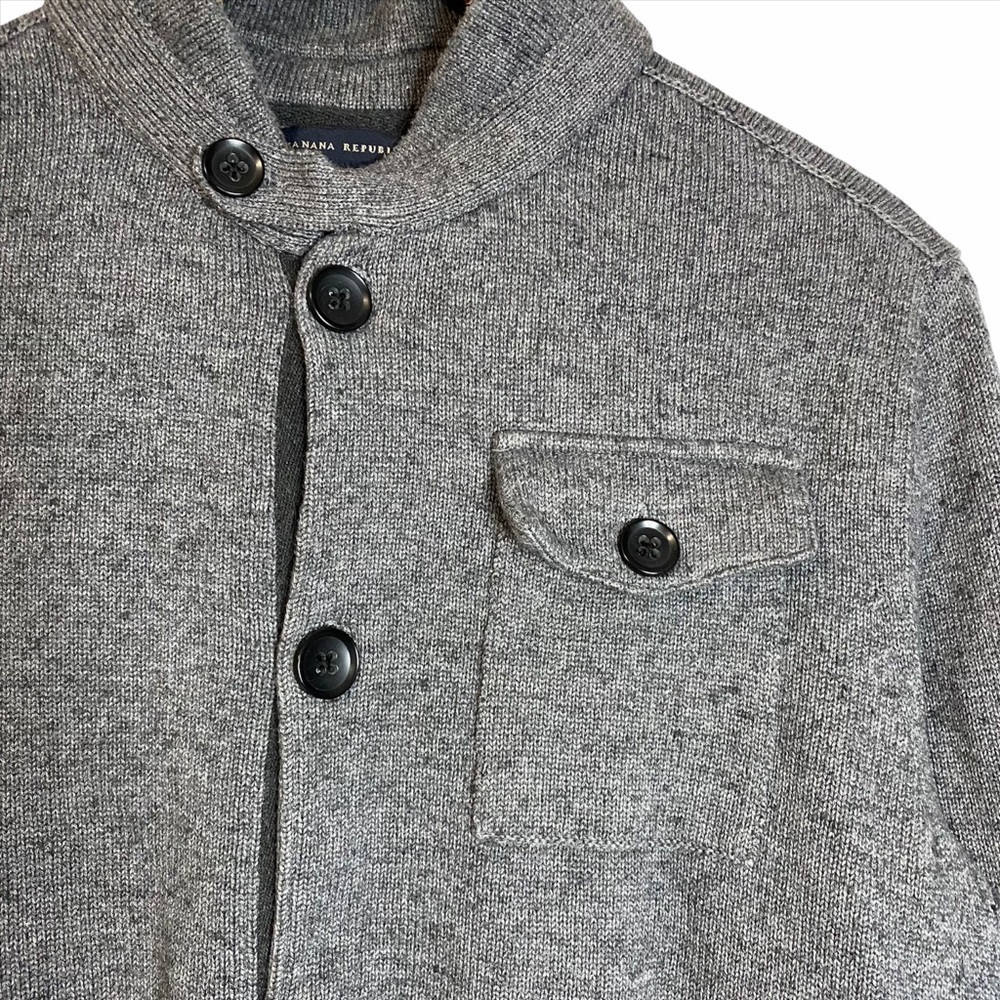 Banana Republic Gray Cotton Knit Sweater Jacket Cardigan Pockets Medium M - Picture 8 of 16